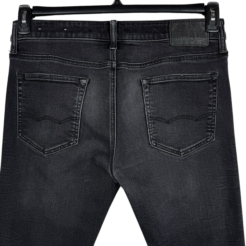 American Eagle SZ 32x34 Mens Skinny Flex Jeans Stretch Distressed Whiskered - Picture 6 of 11